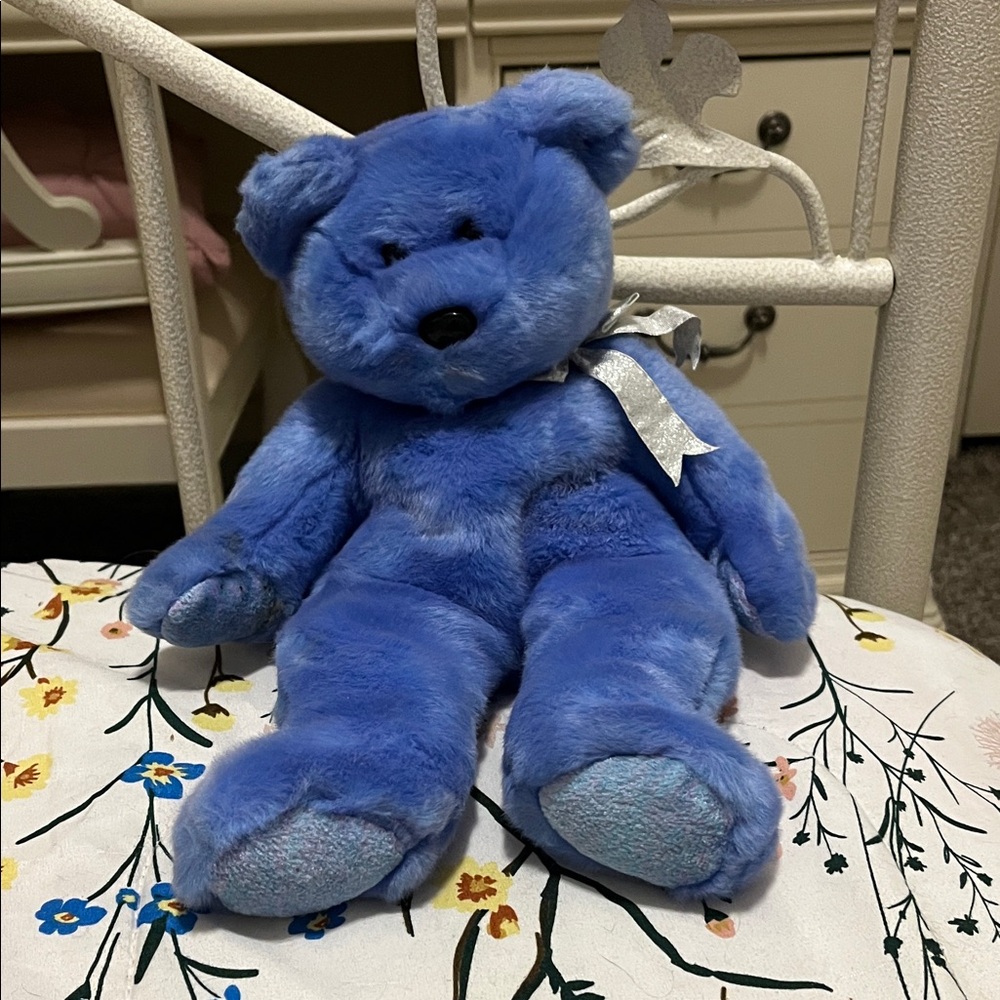 Ty Plush Blue Stuffed Bear